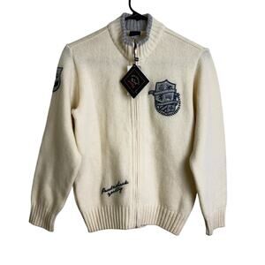Paul & Shark Yachting Cadets Sweater Size 10 Boys Cream Embroidered Preppy Elbow